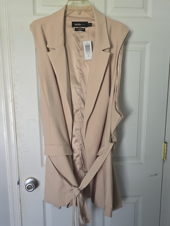 Studio 1940 Jackets & Blazers - Studio 1940 Sleeveless Tie-Waist Blazer Vest in Light Beige